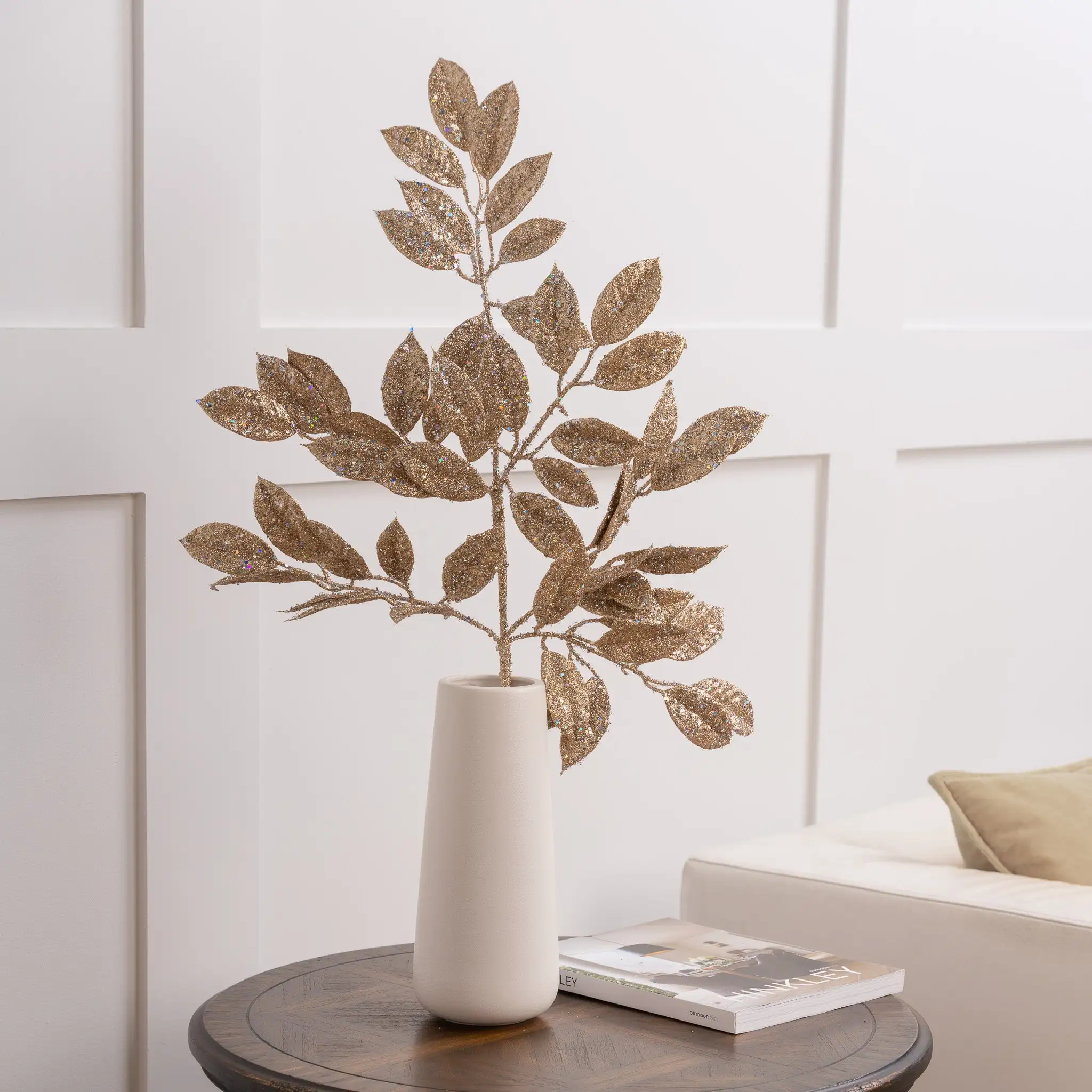 31" Champagne Camelia Leaf Spray Set Of 6 5 31" Champagne Camelia Leaf Spray Set Of 6 - Image 3