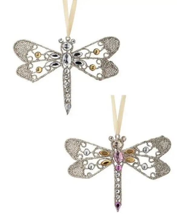 5" Jeweled Dragonfly Ornament Set Of 2 3 5" Jeweled Dragonfly Ornament Set Of 2