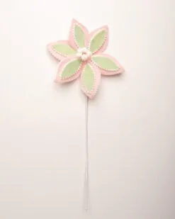 24" Pink & Green Frosted Layered Cake Poinsettia Stem Set Of 6