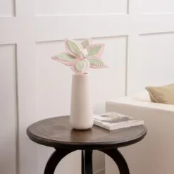 24" Pink & Green Frosted Layered Cake Poinsettia Stem Set Of 6 -Christmas decorations 4390310192 2