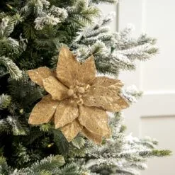 24" Micro Beaded Sequins Poinsettia Stem Set Of 6 -Christmas decorations 4390310251 2