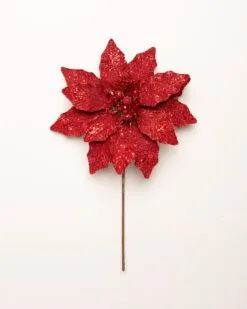 24" Micro Beaded Sequins Poinsettia Stem Set Of 6 -Christmas decorations 4390310257A 1 5391be82 0396 4eb0 937a 5bcd866c9274