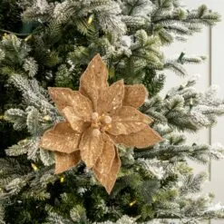 24" Micro Beaded Sequins Poinsettia Stem Set Of 6 -Christmas decorations 4390310257 1