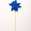 24" Blue Saphire Deluxe Velvet Poinsettia Stem Set Of 6 -Christmas decorations 4390310261