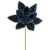 24" Midnight Blue Velvet Sequins Edge Poinsettia Stem Set Of 12 1 24" Midnight Blue Velvet Sequins Edge Poinsettia Stem Set Of 12 -Christmas decorations 4390310403