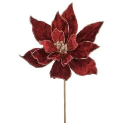 24" Cranberry Poinsettia Set Of 6