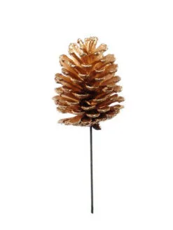 4" Gold Pine Cone Pick Set Of 12