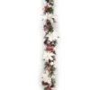 5 FT Icy White Poinsettia Garland -Christmas decorations 4446841389