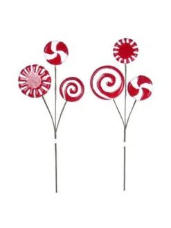 17" Red & White Peppermint Spray Set Of 12