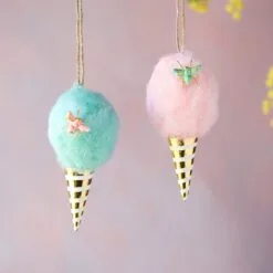 Glitterville Studios 4.5" Cotton Candy Ornaments Assorted Set Of 2