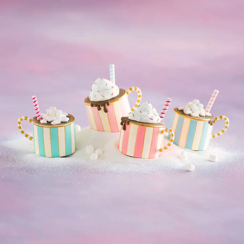 Glitterville Studios 4.5" Hot Chocolate Assorted Ornament Set Of 4 3 Glitterville Studios 4.5" Hot Chocolate Assorted Ornament Set Of 4