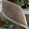 4" X 5 YD Taupe Velvet With Platinum Crystal Trim Ribbon 2 4" X 5 YD Taupe Velvet With Platinum Crystal Trim Ribbon -Christmas decorations 4861204112