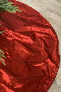 72" Red Metallic Dupion Tree Skirt