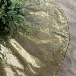 72" Gold Metallic Dupion Tree Skirt -Christmas decorations 4861204137 1