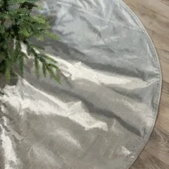 72" Silver Metallic Dupion Tree Skirt