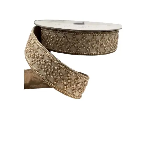 2" X 10 YD Rose Gold Metallic Dupion Floral Trim Ribbon 3 2" X 10 YD Rose Gold Metallic Dupion Floral Trim Ribbon