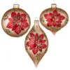 4" Decorative Poinsettia Assorted Glass Ornaments Set Of 6 2 4" Decorative Poinsettia Assorted Glass Ornaments Set Of 6 -Christmas decorations 4889326030