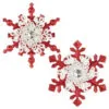 5" Red & White Snowflakes Assorted Set Of 12 -Christmas decorations 4889326610