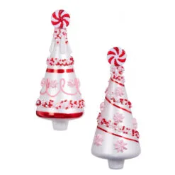6" Assorted Peppermint Tree Ornament Set Of 2