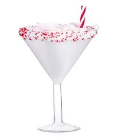 6" Pink Peppermint Martini Ornament Set Of 2