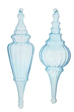 15.5" Assorted Arctic Blue Finial Ornament Set Of 2