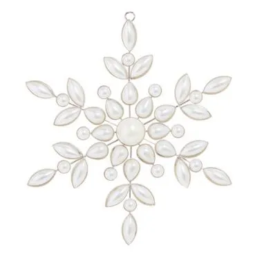 6" Pearl Snowflake Ornament Set Of 6 3 6" Pearl Snowflake Ornament Set Of 6