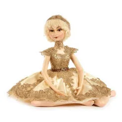 17" Gold Lace Sitting Doll