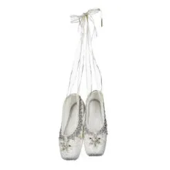 10" White & Silver Jeweled Winter Ballet Slippers
