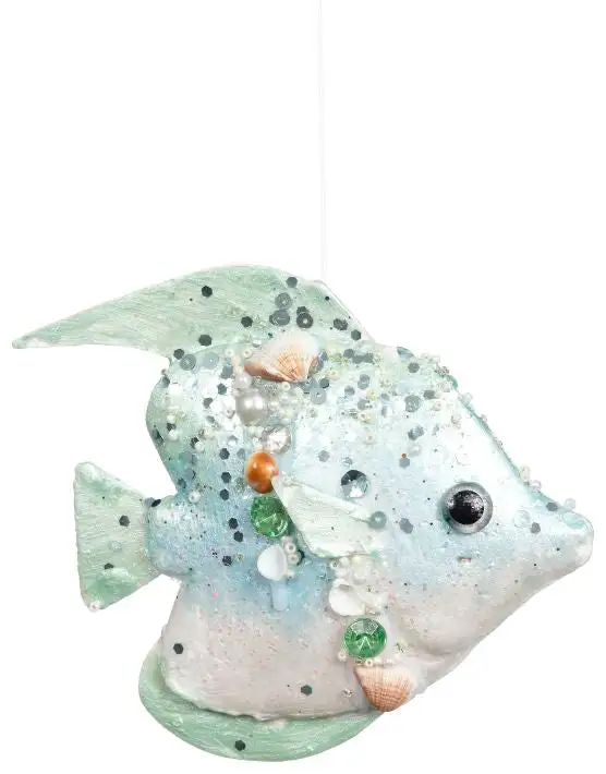 Mark Roberts 5" Aqua Jewel Fish Ornament Set Of 6 3 Mark Roberts 5" Aqua Jewel Fish Ornament Set Of 6