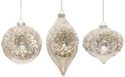 Mark Roberts 4" Ivory Glam Sparkling Assorted Ornament Set Of 6