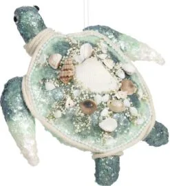 Mark Roberts 8" Green Sparkling Turtle Ornament Set Of 2