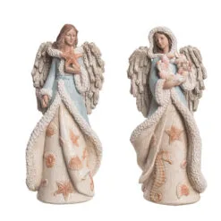4" Aqua & Ivory Seaside Angels Assorted Set Of 2 -Christmas decorations 8511438998