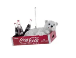 4" Coca-Cola Polar Bear Ornament Set Of 2