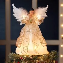 12" Gold Angel Tree Topper With 10 Lights