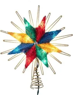 12" Multicolor Star Tree Topper With 10 Lights