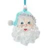 5" Arctic Blue & Silver Glass Santa Ornament Set Of 2 -Christmas decorations 8613154743 1