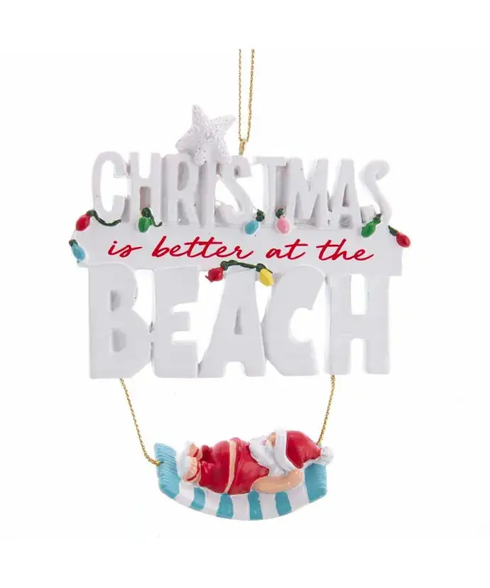 4" Beach Santa On Hammock Ornament Set Of 2 3 4" Beach Santa On Hammock Ornament Set Of 2