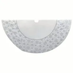 54" White & Silver Sequin Snowflake Tree Skirt