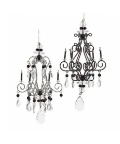 9" Black Silver Chandelier Set Of 2
