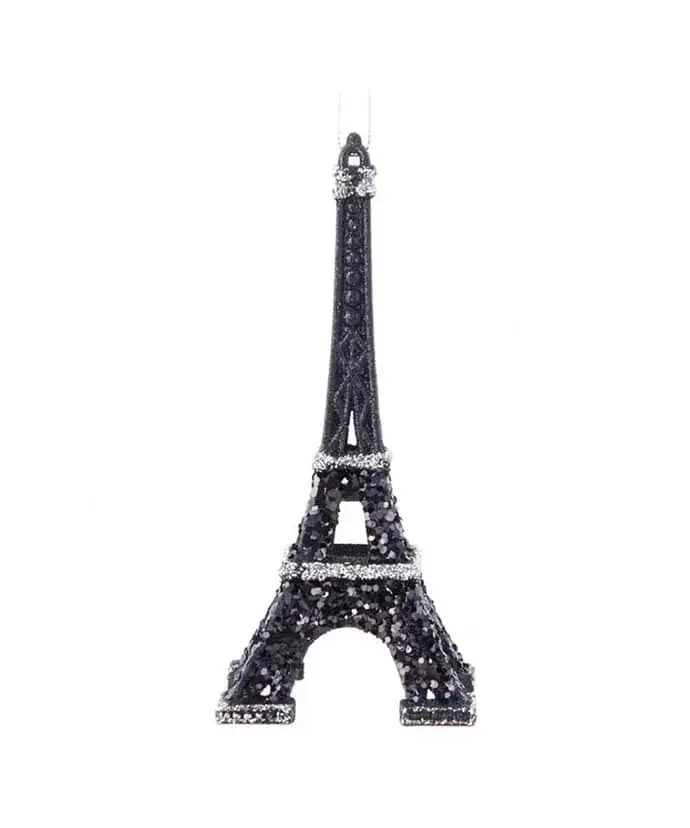 6" Black & Silver Eiffel Tower Ornament Set Of 4 3 6" Black & Silver Eiffel Tower Ornament Set Of 4