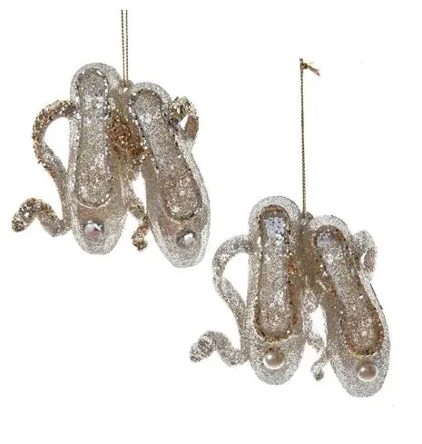 9" Gold & Silver Assorted Ballet Shoe Ornament Set Of 6 3 9" Gold & Silver Assorted Ballet Shoe Ornament Set Of 6