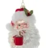 5" Noble Gems Glass Santa With A Cocoa Mug Ornament -Christmas decorations 8613164055