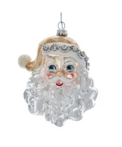 5" Light Gold Santa Head Ornament Set Of 2