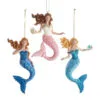 6" Mermaid With Ocean Pattern Ornament Set Of 3 2 6" Mermaid With Ocean Pattern Ornament Set Of 3 -Christmas decorations 8613168539 1