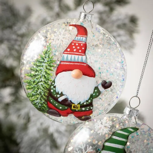 4" Gnome Disk Ornament Set Of 4 4 4" Gnome Disk Ornament Set Of 4 - Image 2