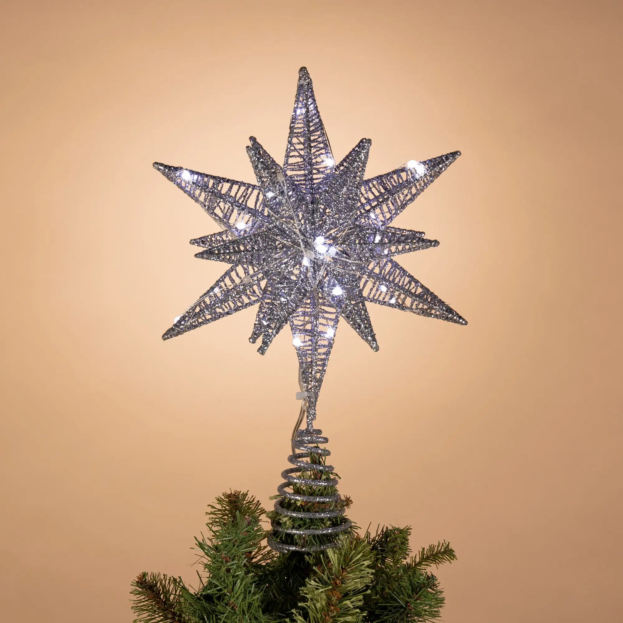 10" Silver Starburst Topper With 60 Micro LED 3 10" Silver Starburst Topper With 60 Micro LED