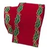 4" X 10 YD Red Holly Bordered Ribbon 1 4" X 10 YD Red Holly Bordered Ribbon -Christmas decorations 9263287846